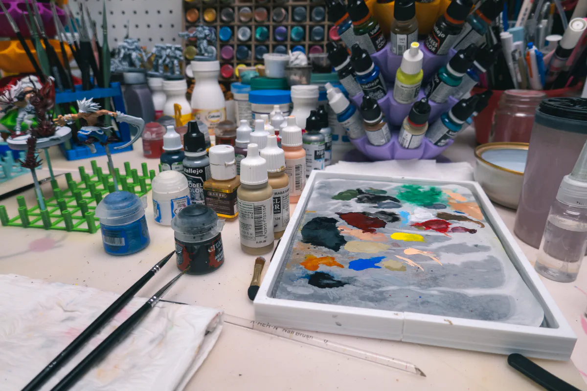 Paints and brushes